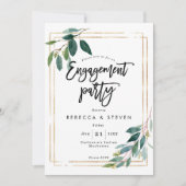 GoldgrünblumenVerlobungs-Party Einladung (Vorderseite)