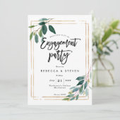 GoldgrünblumenVerlobungs-Party Einladung (Stehend Vorderseite)