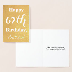 Goldgrundfolie "HAPPY 67. GEBURTSTAG"; Individuell Folienkarte