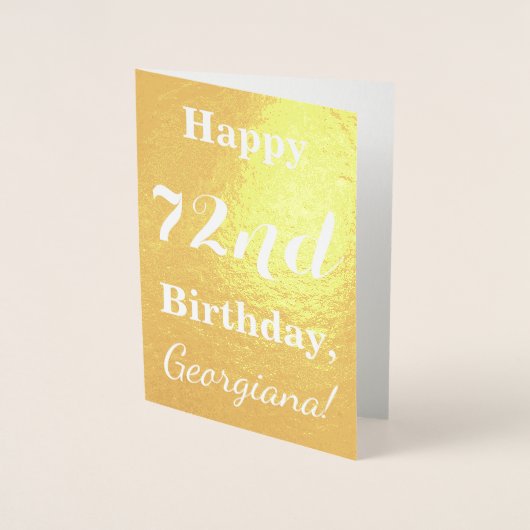 Goldgrundfolie "HAPPY 72. GEBURTSTAG"; Individuell Folienkarte (Vorderseite)