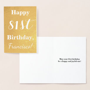 Goldgrundfolie "HAPPY 81. GEBURTSTAG"; Individuell Folienkarte