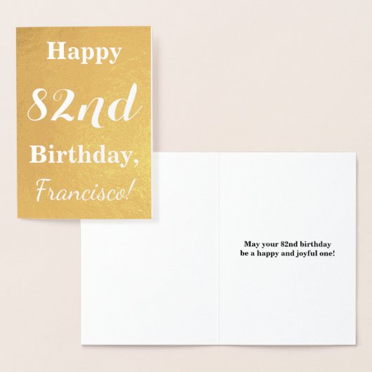 Goldgrundfolie "HAPPY 82. BIRTHDAY"; Individuelle Folienkarte (Anzeige)