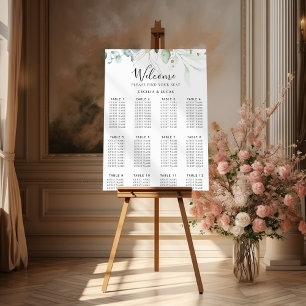 Goldgrüne Blätter Hochzeitstabelle Poster
