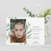 Goldgrüne Blumenfeier des Leben-Begräbnisses Dankeskarte (Stehend Vorderseite)