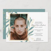 Goldgrüne Blumenfeier des Leben-Begräbnisses Dankeskarte (Vorne/Hinten)