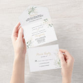 goldgrüne Foliage Hochzeit in einer Einladung (Abreißen)