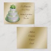 goldgrüne Hochzeitstorte Visitenkarte (Vorne/Hinten)
