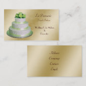 goldgrüne Hochzeitstorte Visitenkarte (Vorne/Hinten)
