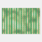 Goldgrüne Konfetti-Streifen elegantes formales Mus Geschenkpapier Set (Vorderseite 2)