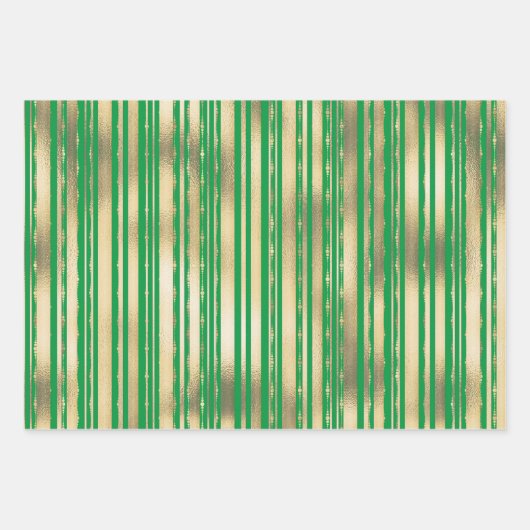 Goldgrüne Konfetti-Streifen elegantes formales Mus Geschenkpapier Set (Vorderseite 2)