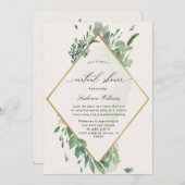 goldgrüne virtuelle Babydusche Einladung (Vorne/Hinten)