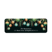 Goldgrüne Weihnachtsbaum-Ornament-Rücksendeadresse (Vorne)