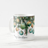 Goldgrüne Weihnachtsdekorationen Kaffeetasse (Vorderseite Links)