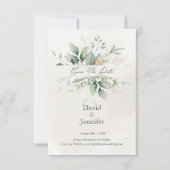 Goldgrüner Eukalyptus Save The Date (Vorderseite)