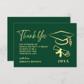 Goldgrüner moderner Abschluss Dankeskarte (Vorne/Hinten)
