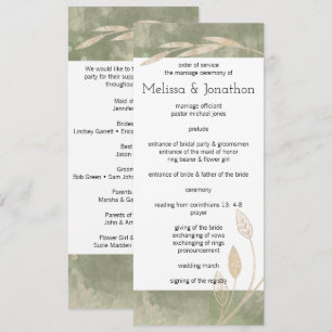 Goldgrünes Blumenhochzeitsprogramm Programm