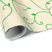 goldgrünes Weinbaumuster Blätter Geschenkpapier (Rolleneckpunkt)