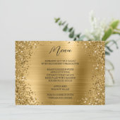 Goldgummi-Glitzer und Metallfolie Menükarte (Stehend Vorderseite)