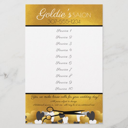 Goldhaar-Liste der Schönheitssalons Flyer (Vorne)