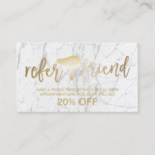 Goldhaar-Trockner Moderne Marble Salon-Referenz Empfehlungskarte