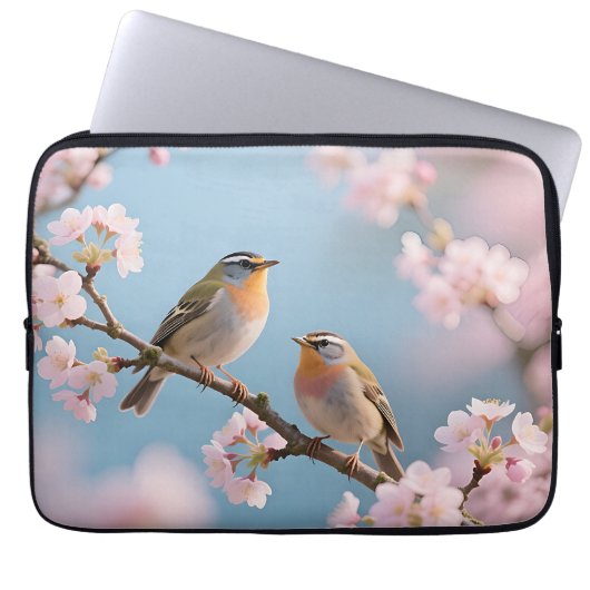 Goldhähnchen Kirschblüten Frühling Laptopschutzhülle (Vorderseite)