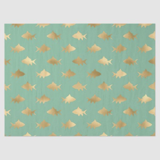 Goldhaie auf Türkis oder Aquamarine-Decoupage Seidenpapier (Vorderseite)