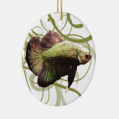 Goldhalbmond Betta siamesische kämpfende Fische Keramik Ornament (Rechts)