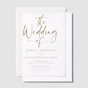 Goldhandbriefkalligraphie-Hochzeit Pergament Einladungen