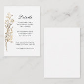 Goldhandgezeichnete delikate Blume Hochzeit Begleitkarte (Vorne/Hinten)