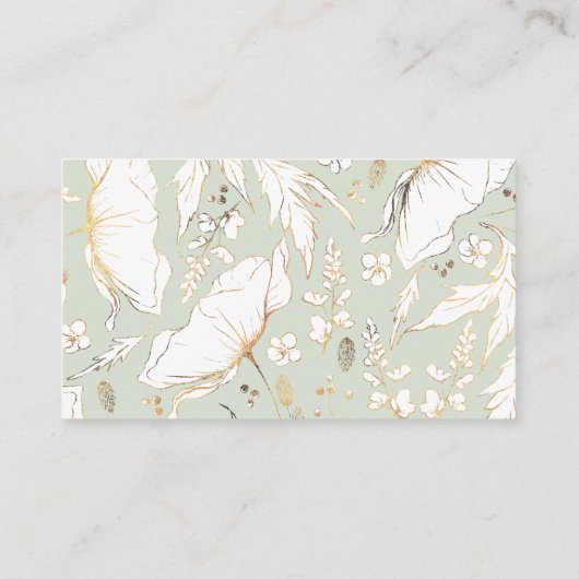 Goldhandgezogene Wildblumen Hochzeitsdetails Begleitkarte (Rückseite)