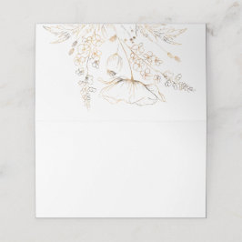 Goldhandgezogene Wildblumen Weißhochzeit Platzkarte