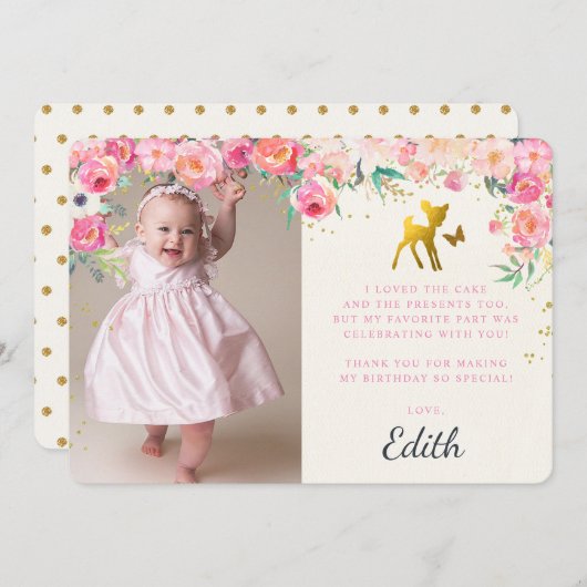 Goldhändler und Blumenhändler Foto Danke, dass ihr Dankeskarte (Vorne/Hinten)