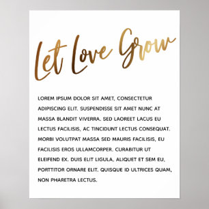 Goldhandschrift "Lasst Liebe wachsen" Einfache Ver Poster