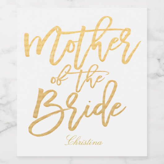 Goldhandschrift - Mutter der Braut-2 Weinetikett (Einzelnes Label)