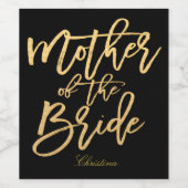 Goldhandschrift - Mutter der Braut Weinetikett (Einzelnes Label)