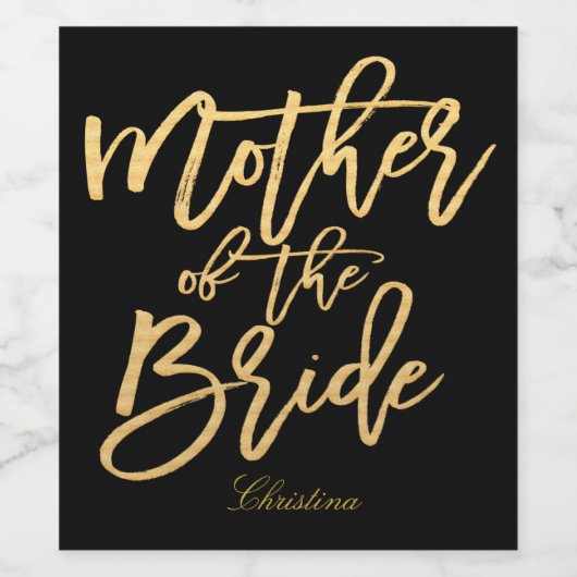 Goldhandschrift - Mutter der Braut Weinetikett (Einzelnes Label)
