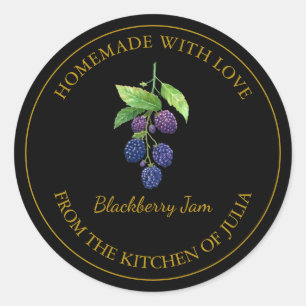 Goldhausgemachte BlackBerry-Jam-Label Schwarz Runder Aufkleber