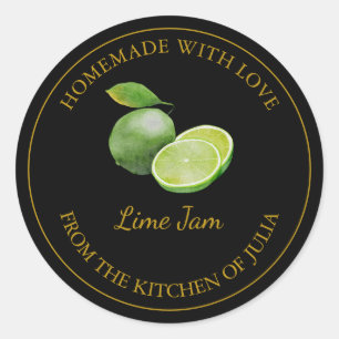 Goldhausgemachte Limone Jam-Label   Schwarz Runder Aufkleber