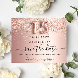 Goldhaushalt für die Rose Quinceanera Save the Dat Flyer