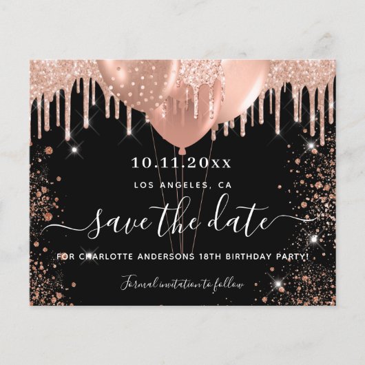 Goldhaushalt für die schwarze Rose Save the Date Flyer (Vorne)
