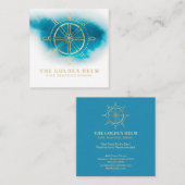 *~* Goldhelm-feines speisendes Seeweißes Quadratische Visitenkarte (Vorne/Hinten)