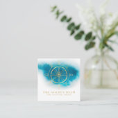 *~* Goldhelm-feines speisendes Seeweißes Quadratische Visitenkarte (Stehend Vorderseite)