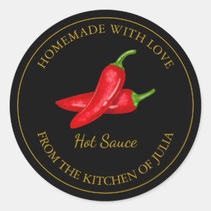 Goldhemade Hot Sauce Label Schwarz Runder Aufkleber