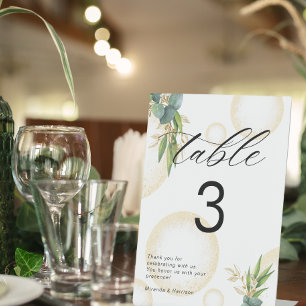 Goldherden und botanische Hochzeiten-Tischnummer Sockelschild