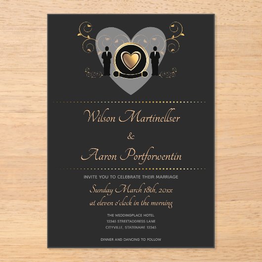 Goldherz Acryleinladungen (Vorderseite)