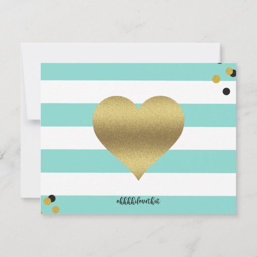 Goldherz Aquamarin Blue Party Dusche Einladung (Rückseite)