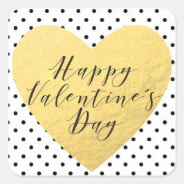Goldherz Callygrafy Happy Valentine's Day Quadratischer Aufkleber