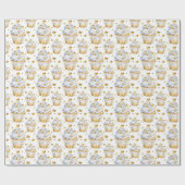 Goldherz-Cupcakes Geburtstag Geschenkpapier (Flach)