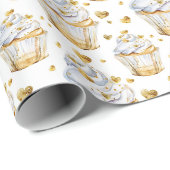 Goldherz-Cupcakes Geburtstag Geschenkpapier (Rolleneckpunkt)