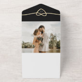 Goldherz-Schwarz-Weiß-Hochzeit All In One Einladung (Außenbereich)